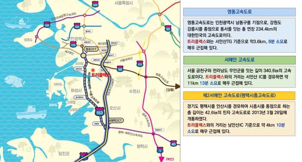 안산 트리플렉스 도로망